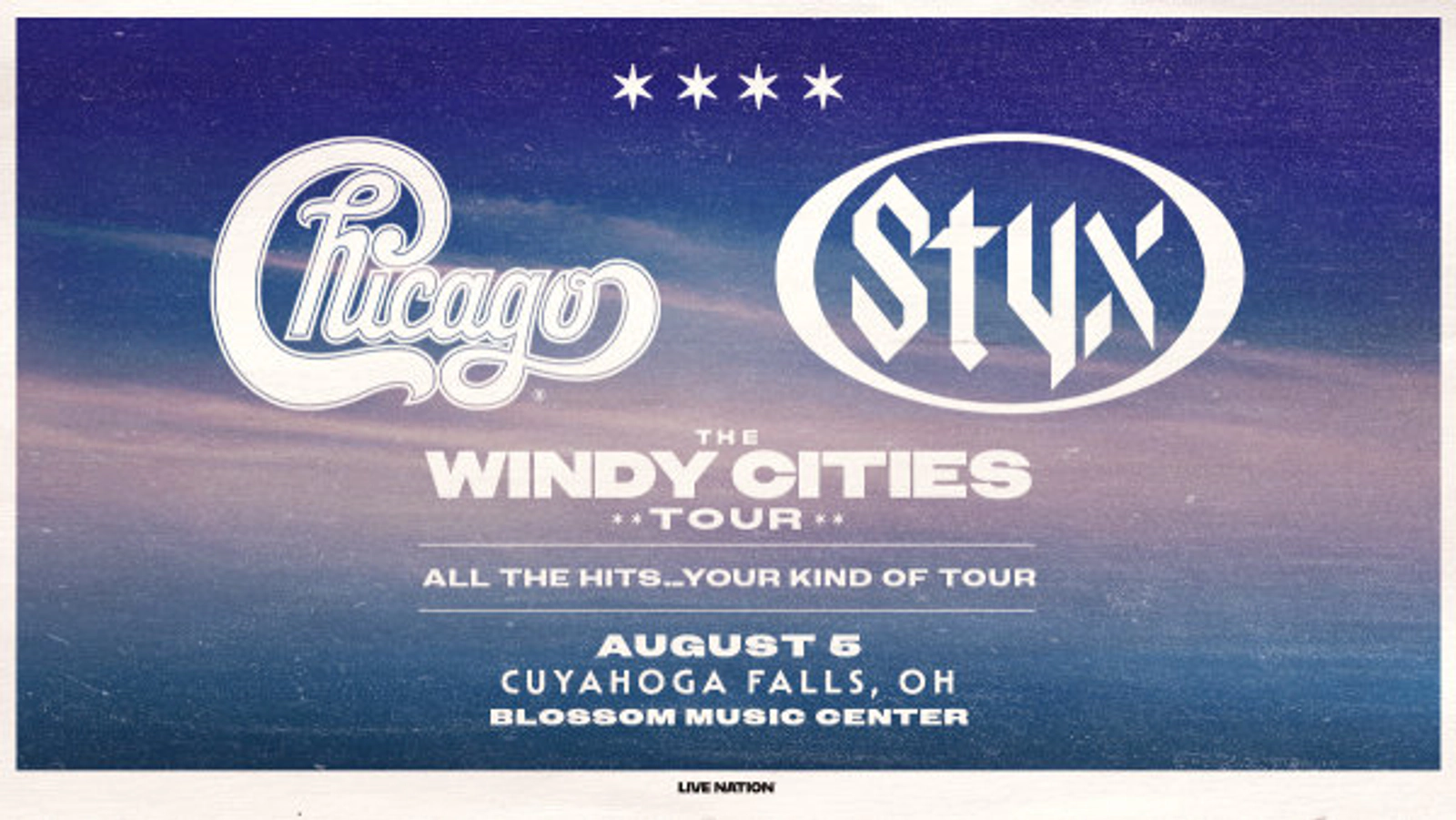 Win tickets to see Chicago and Styx at Blossom Music Center