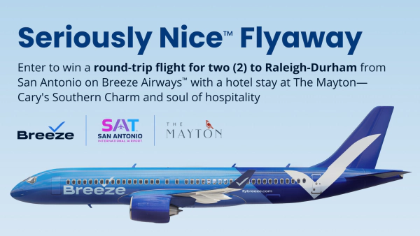 Win round-trip flights for two from San Antonio to Raleigh with Breeze Airways