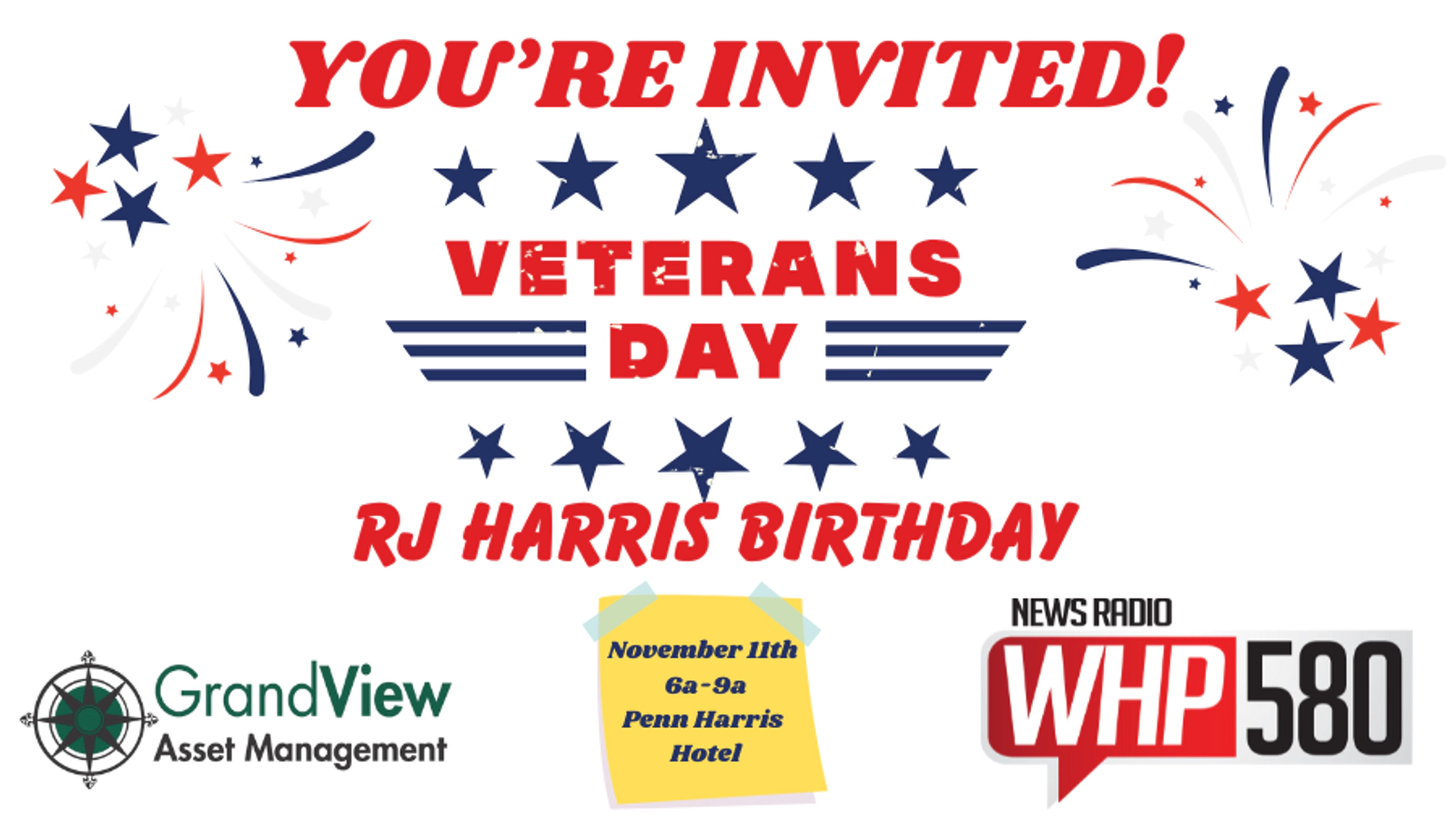 Celebrate Veterans Day and RJ Harris's Birthday November 11th Presented by Grandview Asset Management! - Thumbnail Image