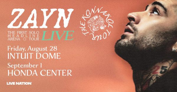 Win Tickets to see Zayn on The Konnakol Tour Friday August 28th at Intuit Dome or Tuesday September 1st at the Honda Center!
