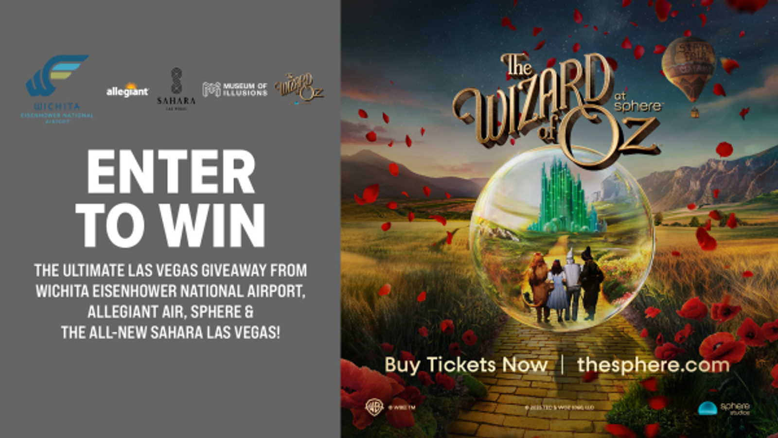 WIN THE ULTIMATE LAS VEGAS GETAWAY FROM WICHITA EISENHOWER NATIONAL AIRPORT, ALLEGIANT AIR, THE SPHERE & THE ALL NEW SAHARA LAS VEGAS!
