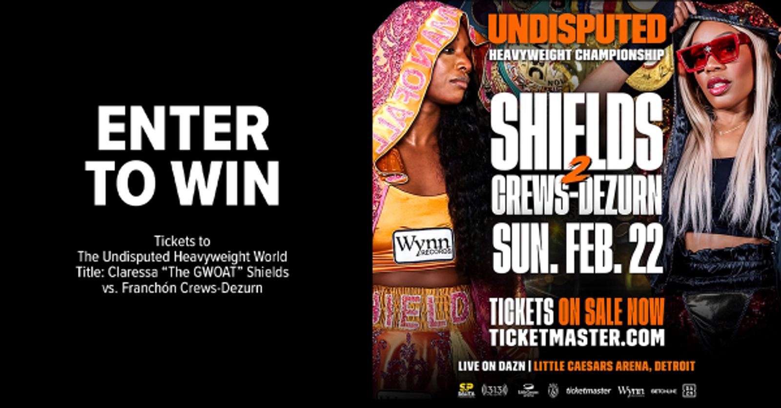 Win Tickets to The Undisputed Heavyweight World Title: Claressa “The GWOAT”  Shields vs. Franchón Crews-Dezurn