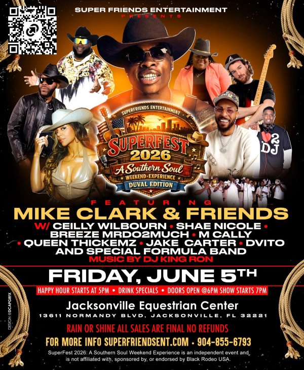 Win Tickets To The Superfest 2026 Concert Featuring Mike Clark And Friends At The Jacksonville Equestrian Center
