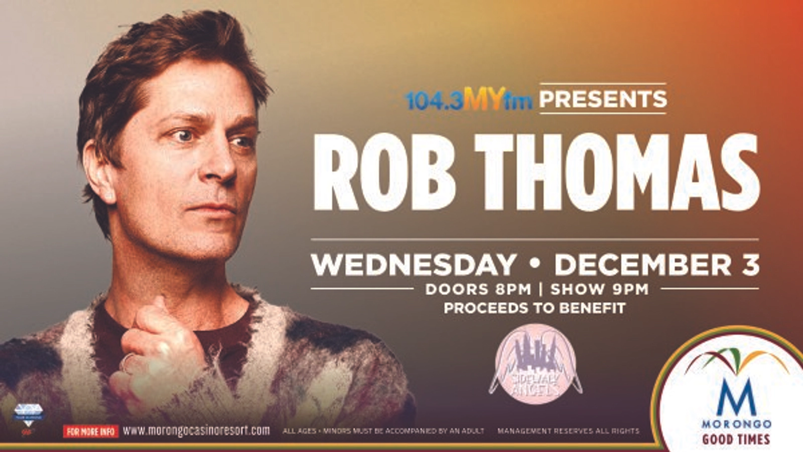 MYfm Presents: Rob Thomas at Morongo Casino Resort and Spa! (12/3)