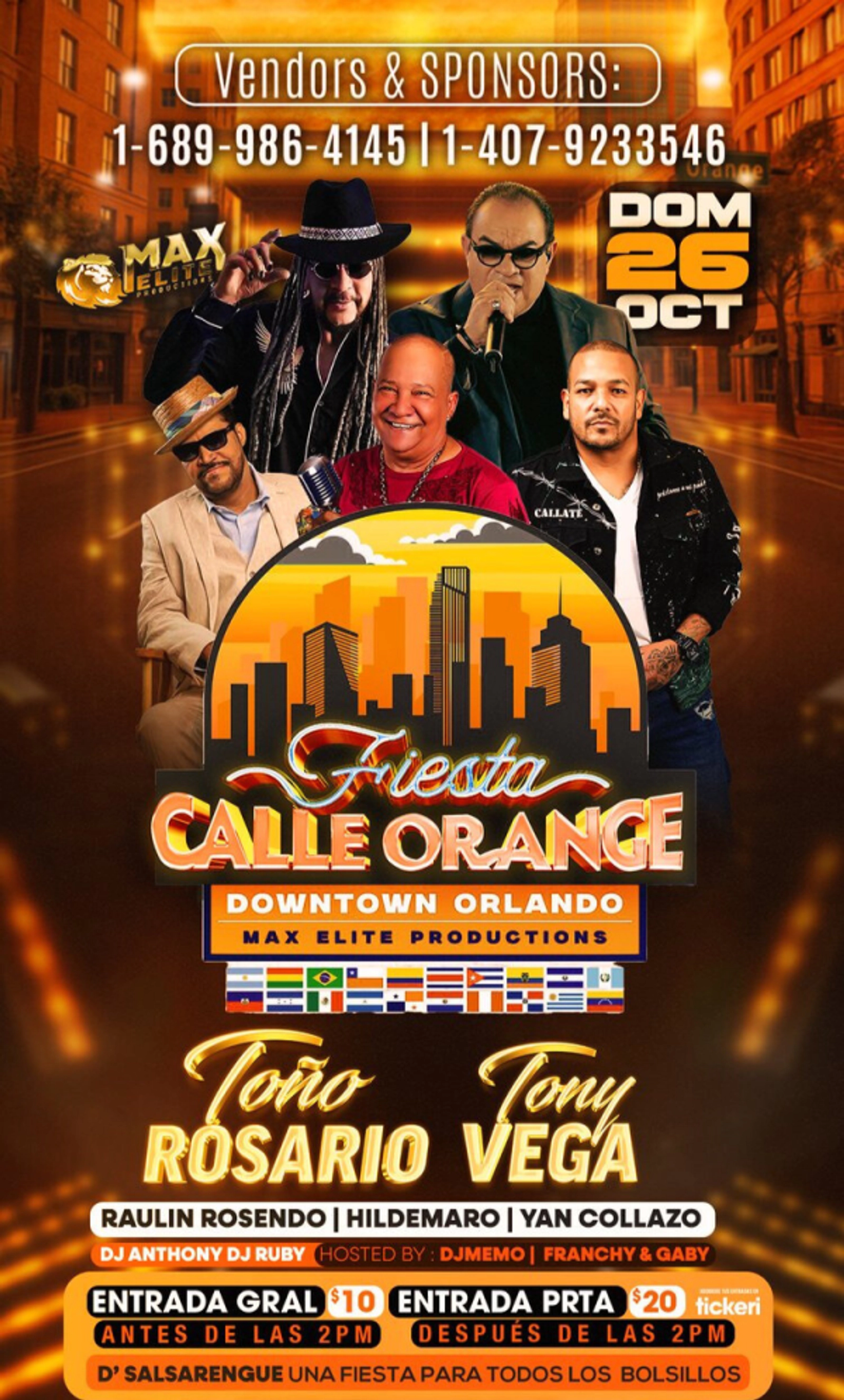 ¡Gana 2 boletos para ir a FIESTA CALLE ORANGE en Downtown Orlando!