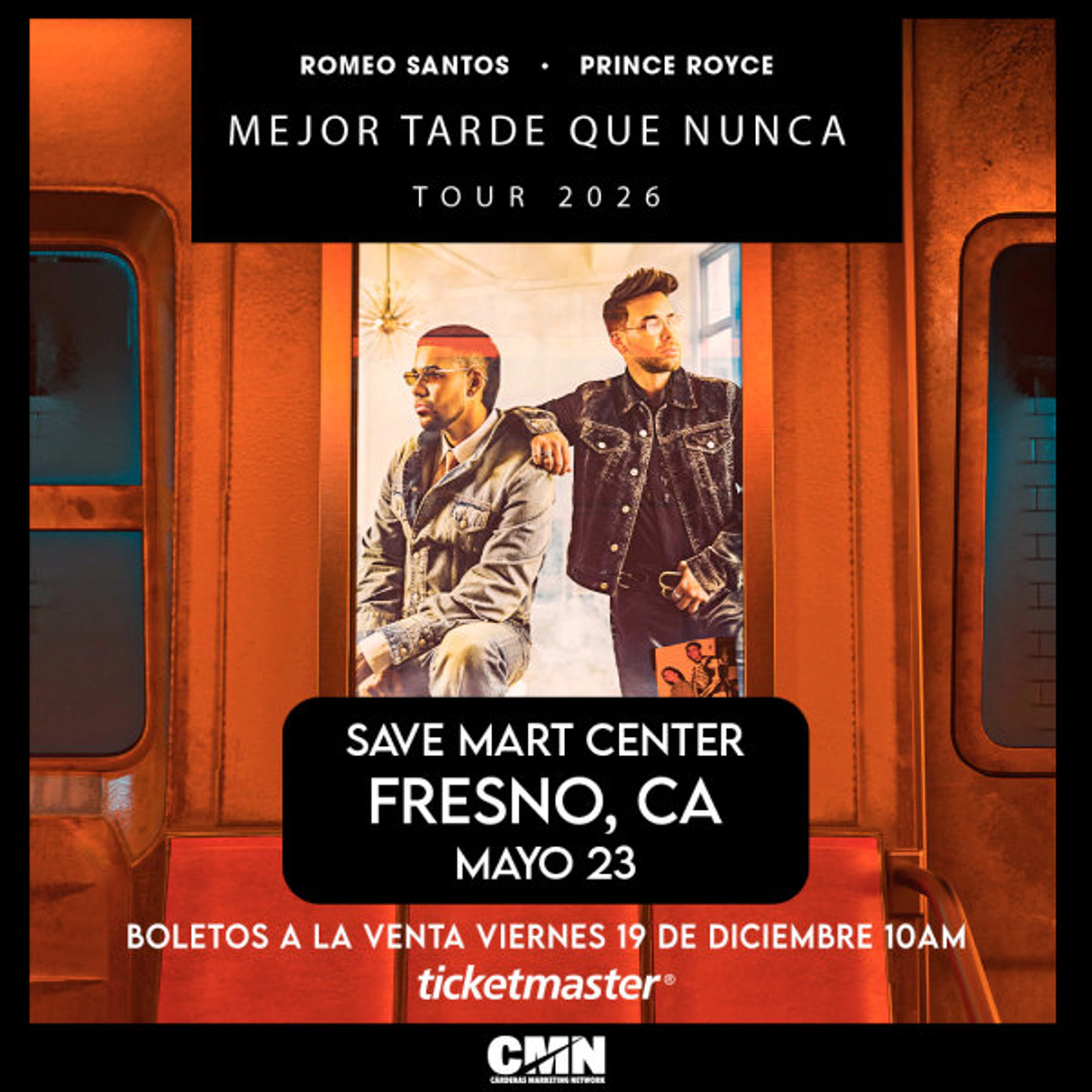 ¡Entra hoy para la oportunidad de ganar boletos para “Mejor Tarde Que Nunca” con Romeo Santos y Prince Royce!