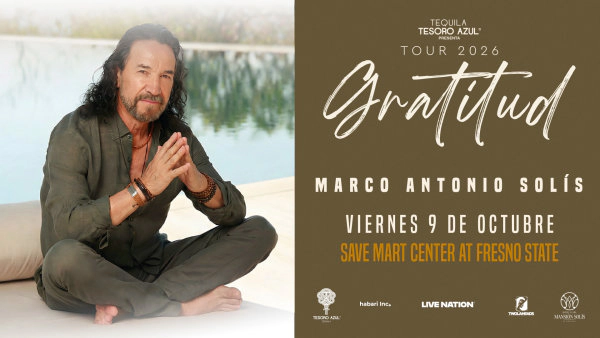 Tour 2026 “Grantitud”, Marco Antonio Solís llegará el viernes 9 de octubre al Save Mart Center en Fresno State