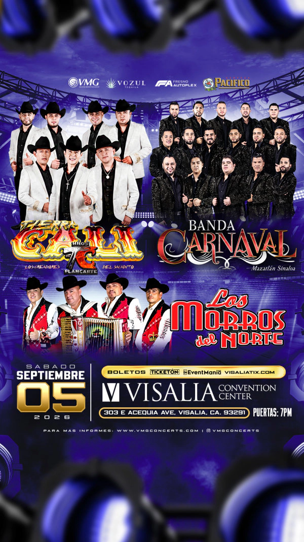 Banda Carnaval llegará al Visalia Convention Center este 5 de septiembre junto a Tierra Cali y Los Morros del Norte