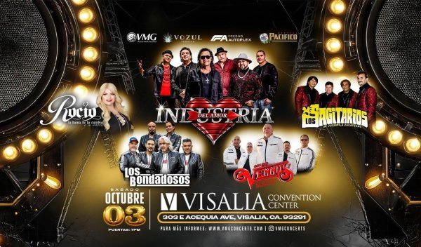 Industria del Amor el sábado 3 de octubre en el Visalia Convention Center!