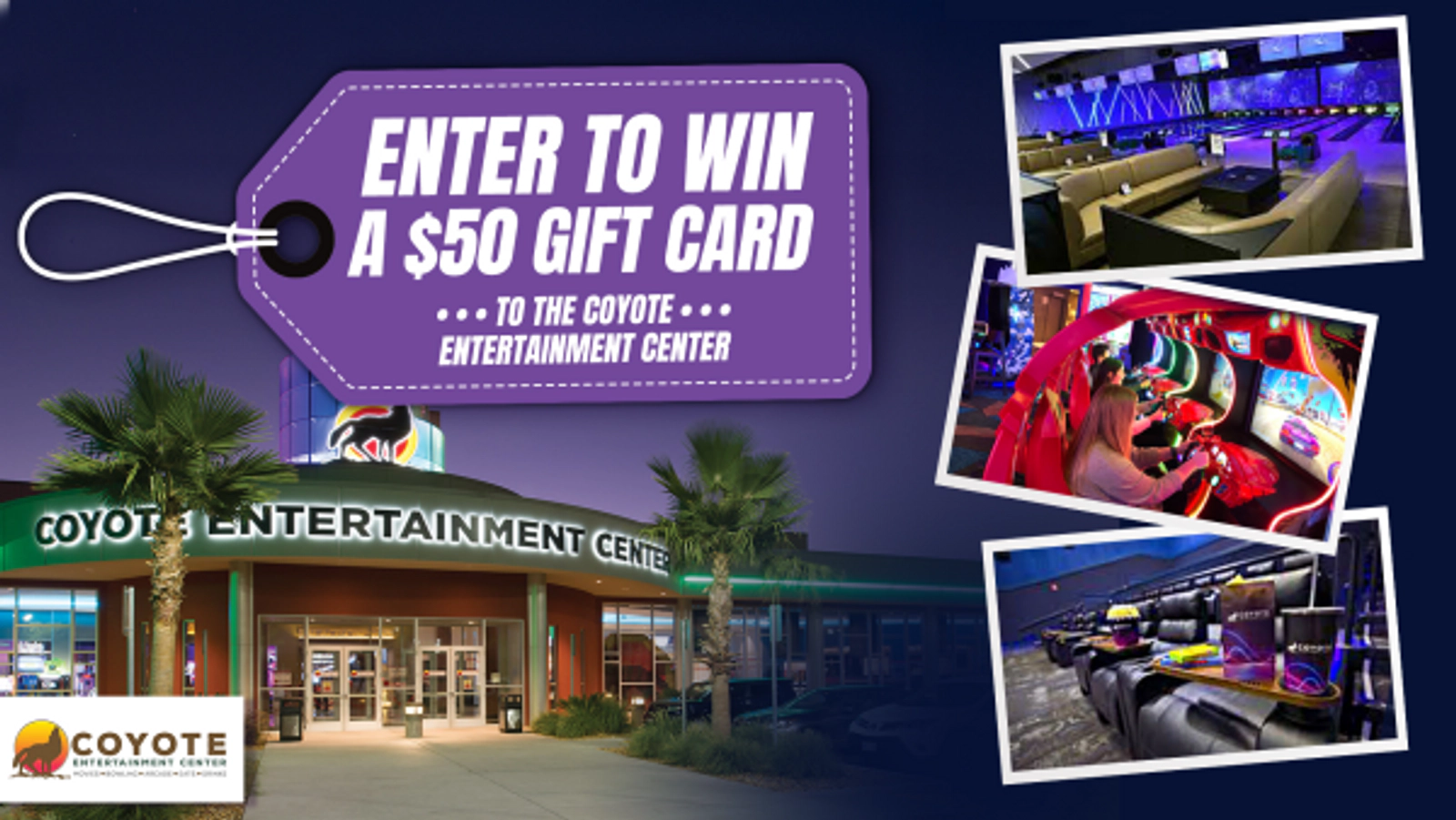 Enter for a Chance to Win a $50 Gift Card to the Coyote Entertainment Center at Tachi Palace Casino Resort