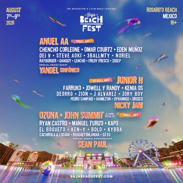 BAJA BEACH FEST '26 Starring Ozuna, Sean Paul, John Summit and More Aug 7-9!  Want to win Passes?!