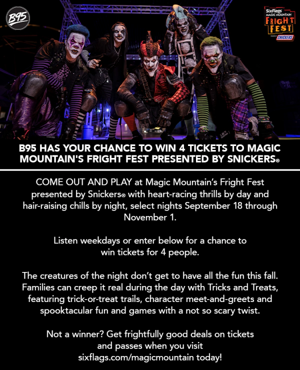 Enter for a chance to win 4 tickets to Magic Mountain Fright Fest!