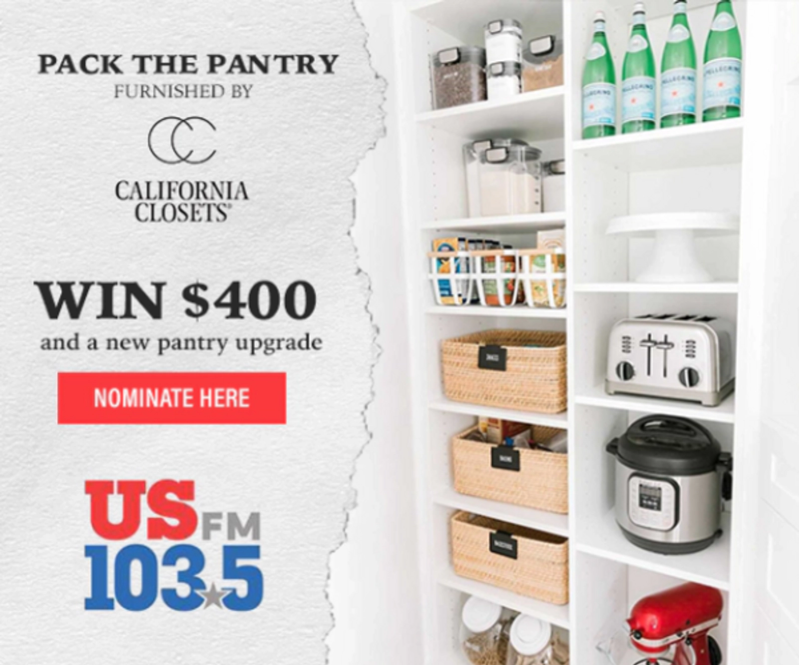US 103.5's Pack the Pantry furnished by California Closets