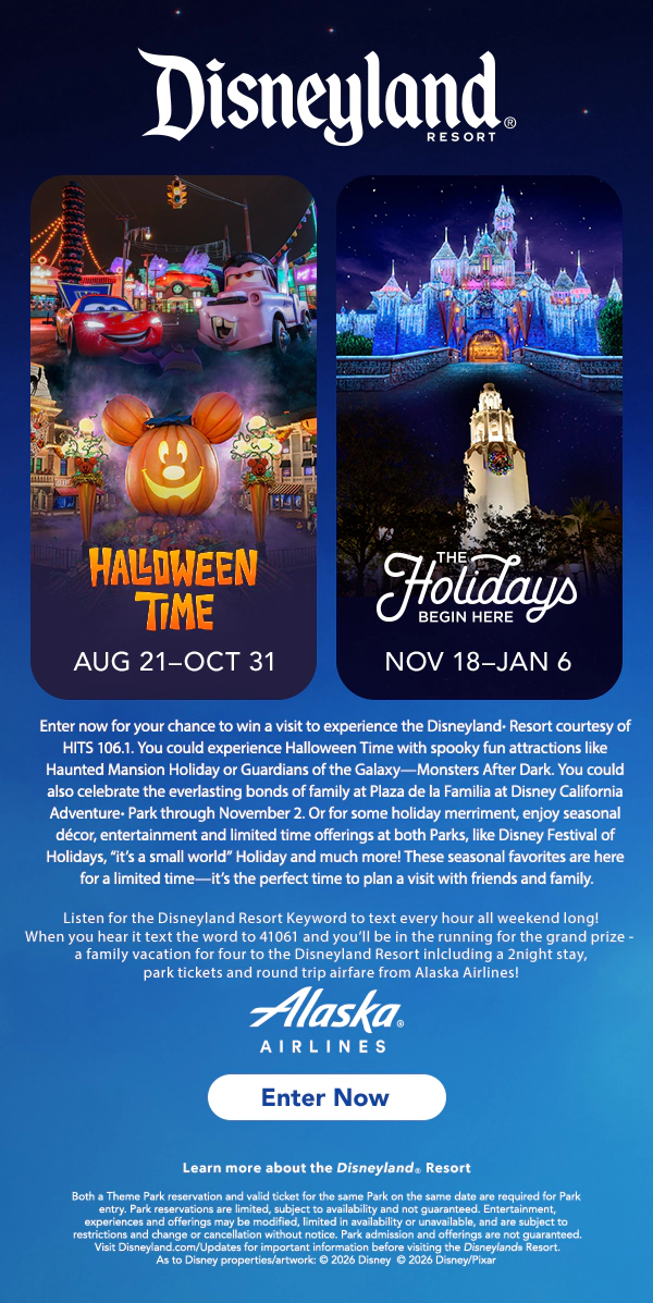 Win a Family Vacation for Four to Disneyland!