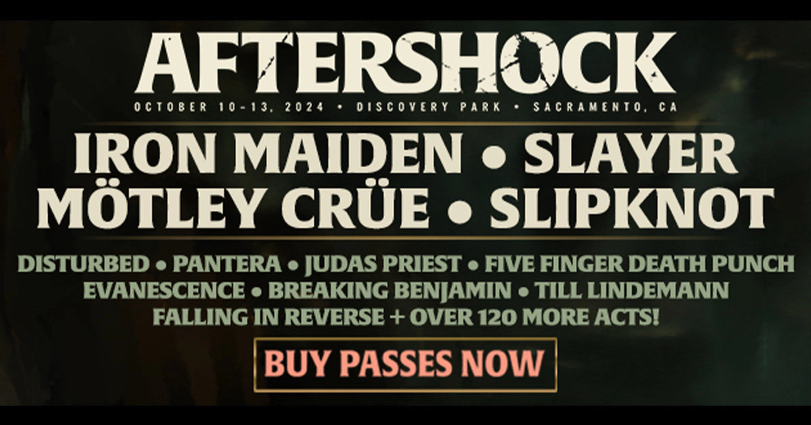 Win Passes to Aftershock 2024 Featuring Iron Maiden, Slayer, Slipknot