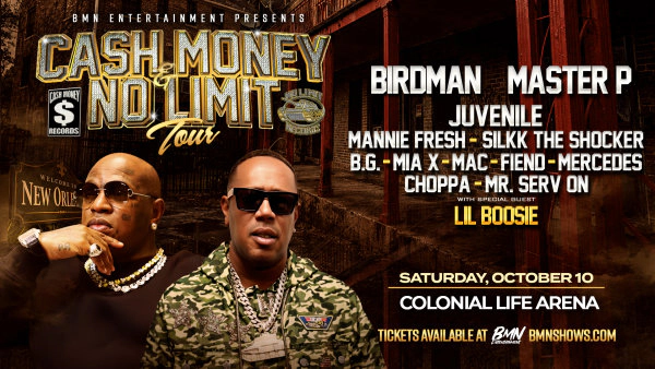 Enter for Your Chance to Win A Pair of Tickets to See the Cash Money & No Limit Tour Colonial Life Arena