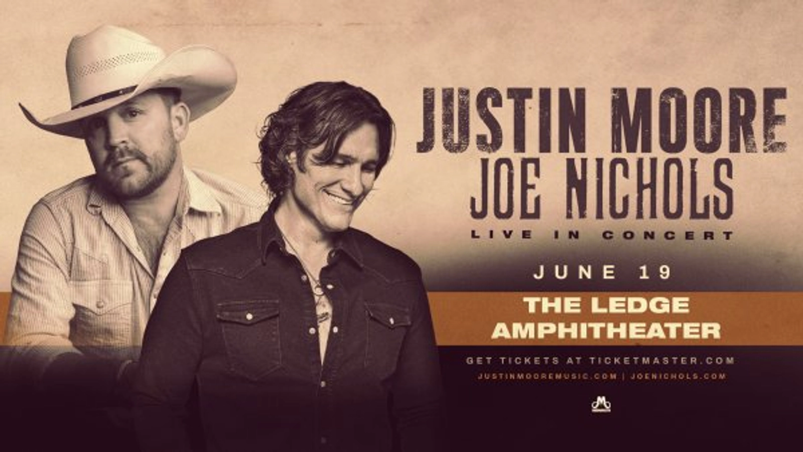 Win a pair of tickets to see Justin Moore and Joe Nichols at The Ledge on June 19th
