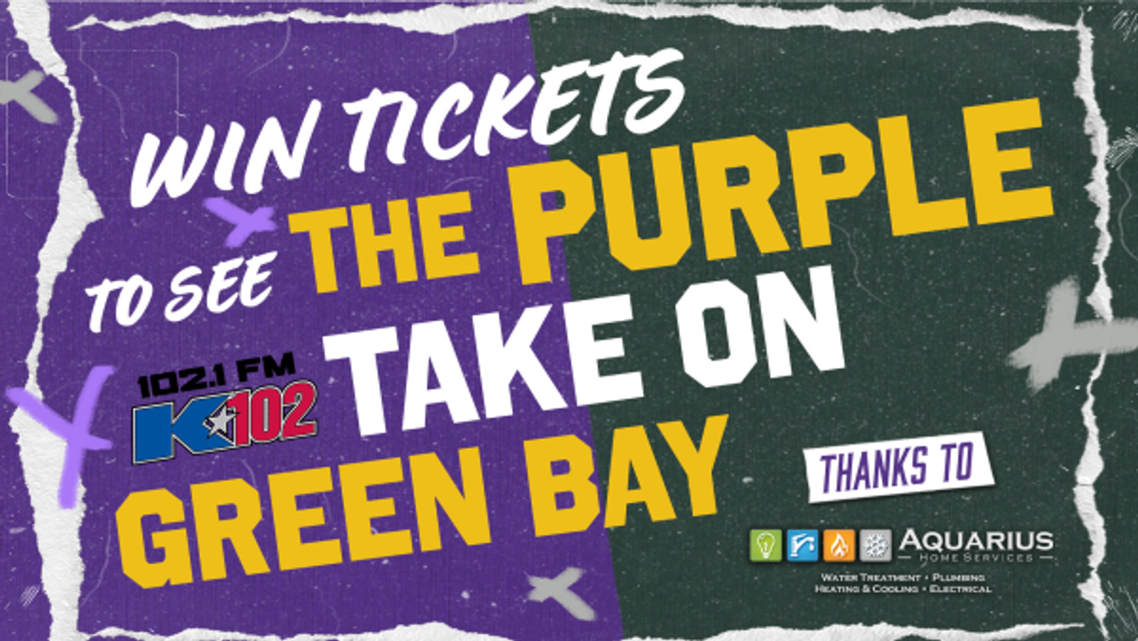 Win 4 Tickets to see the Purple take on Green Bay, thanks to Aquarius Home Services