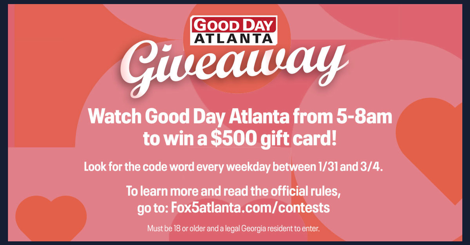 I just entered to win a 500 gift card from Good Day Atlanta!