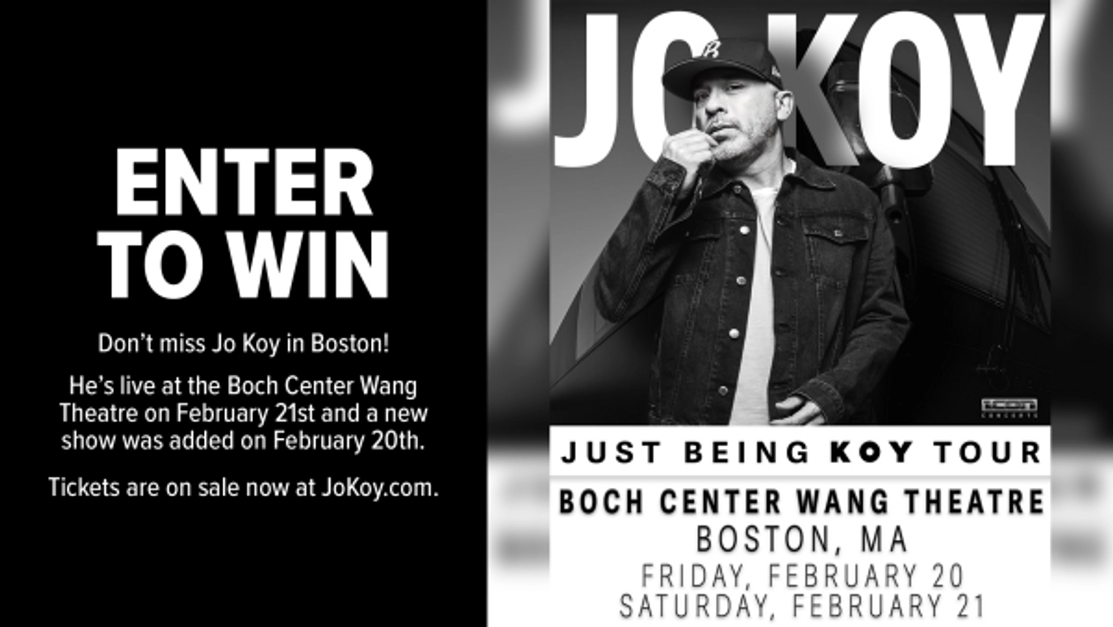 Enter to win tickets to see Jo Koy at Boch Center Wang Theatre!