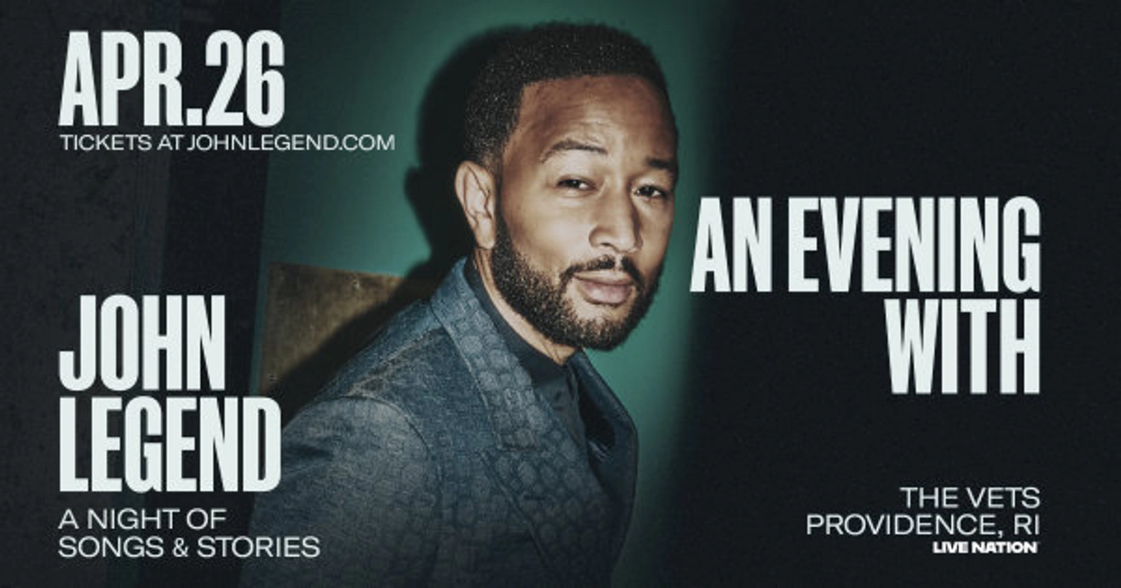 Win tickets to An Evening with John Legend: A Night of Songs & Stories at The VETS!