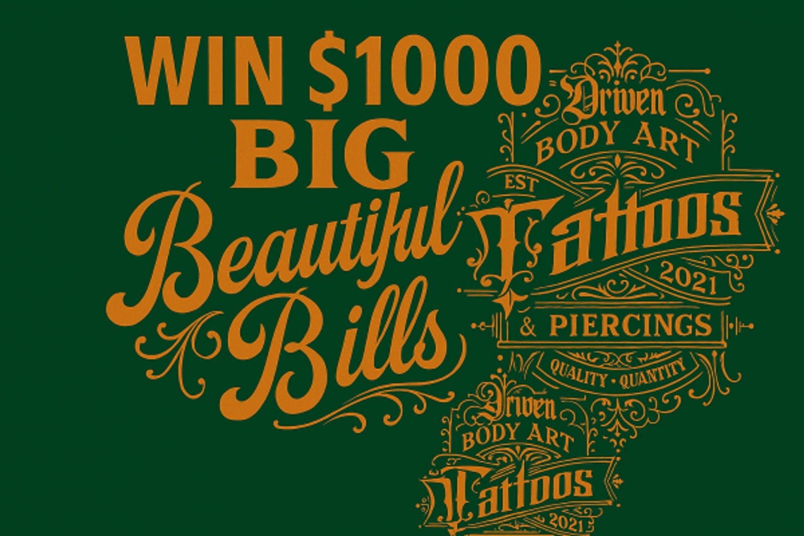 Listen to Win $1,000 Thanks To Driven Body Art & Tattoos