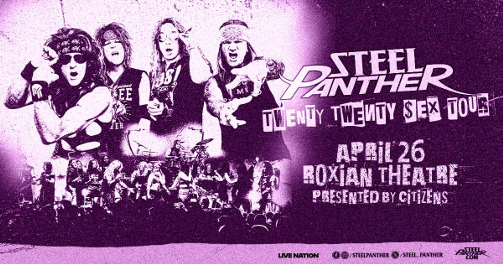 Win tickets to see Steel Panther at the Roxian Theatre!