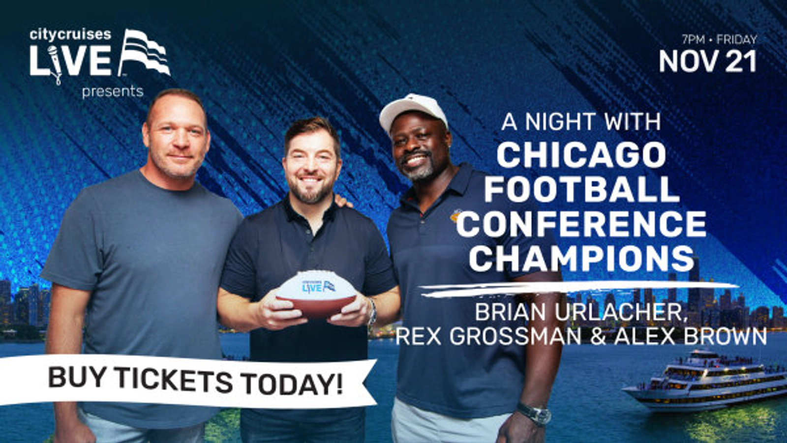Win Tickets To A Night with Chicago Football Conference Champions: Brian Urlacher, Rex Grossman & Alex Brown