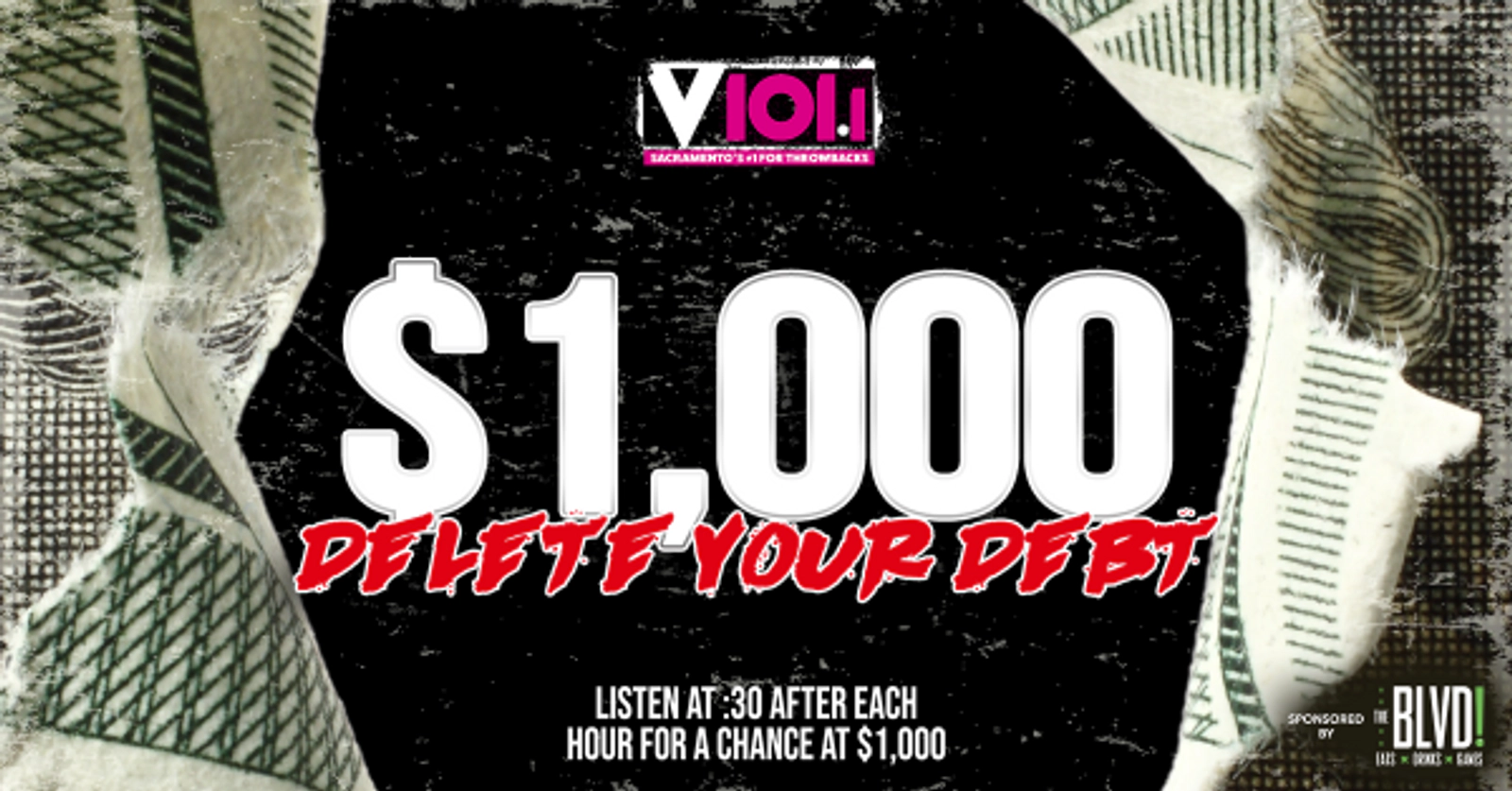 Listen to Win $1,000 To Delete Your Debt From V101.1!