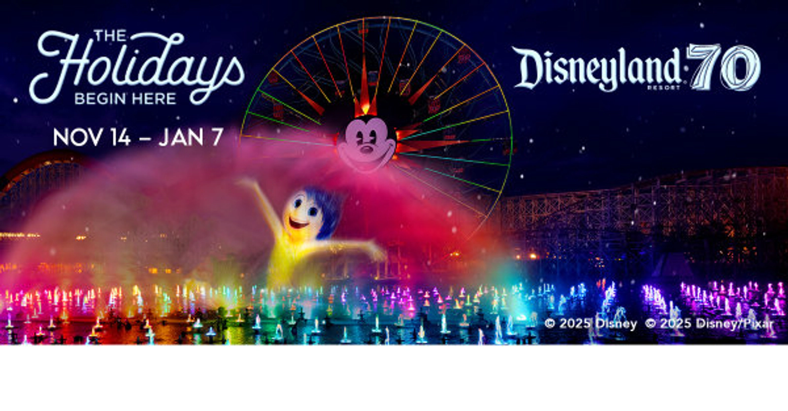 Your chance to win a visit to experience the spirit of the holiday season during the Disneyland® Resort 70th Celebration!