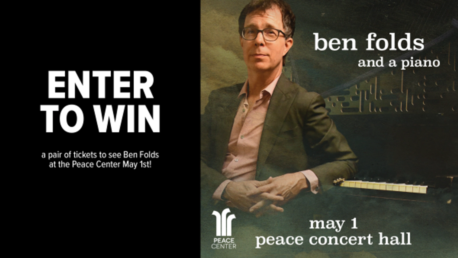 Win a pair of tickets to see Ben Folds at the Peace Center May 1.