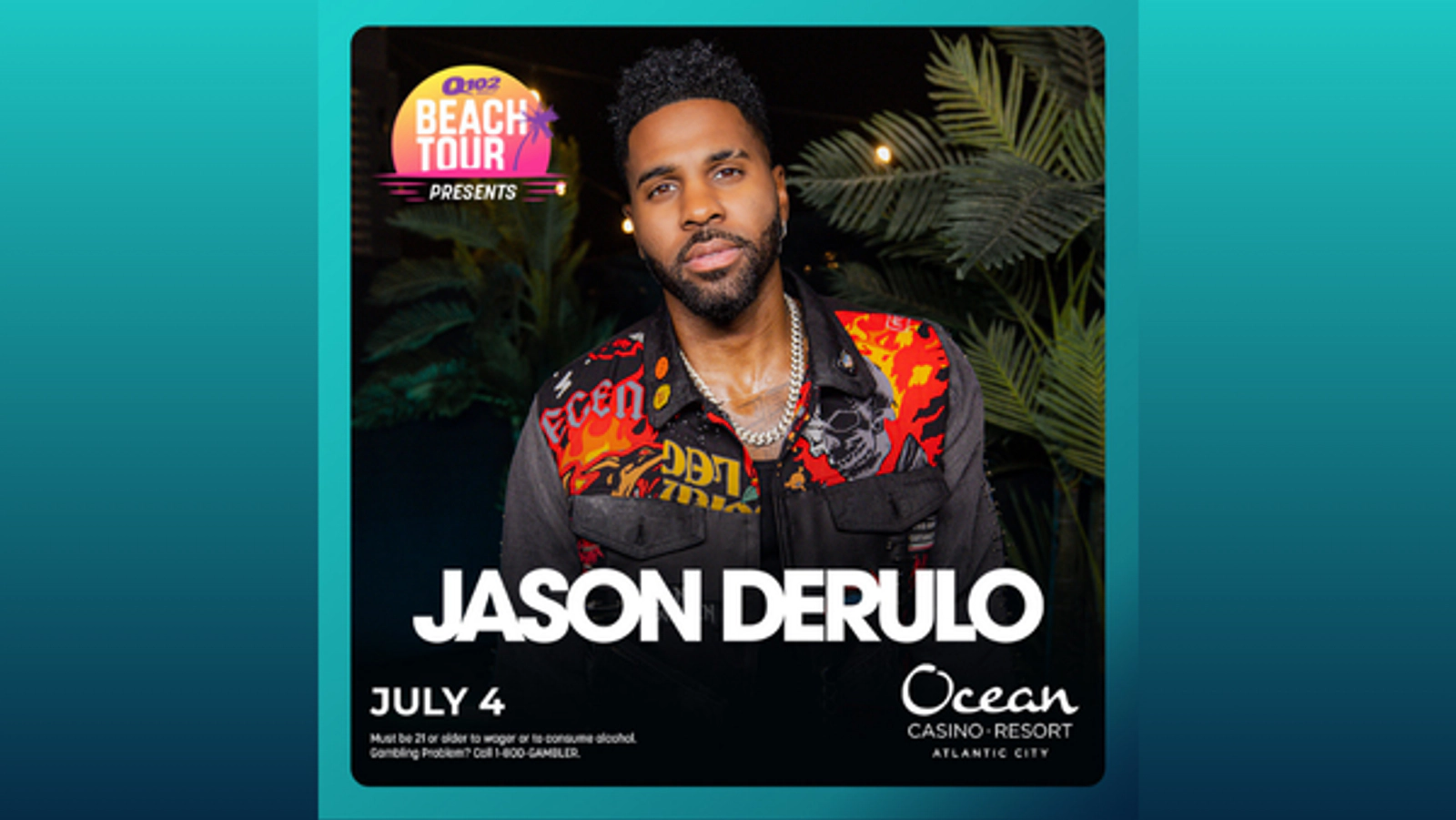 WIN TICKETS to see Q102 Beach Tour presents JASON DERULO at Ocean Casino Resort!