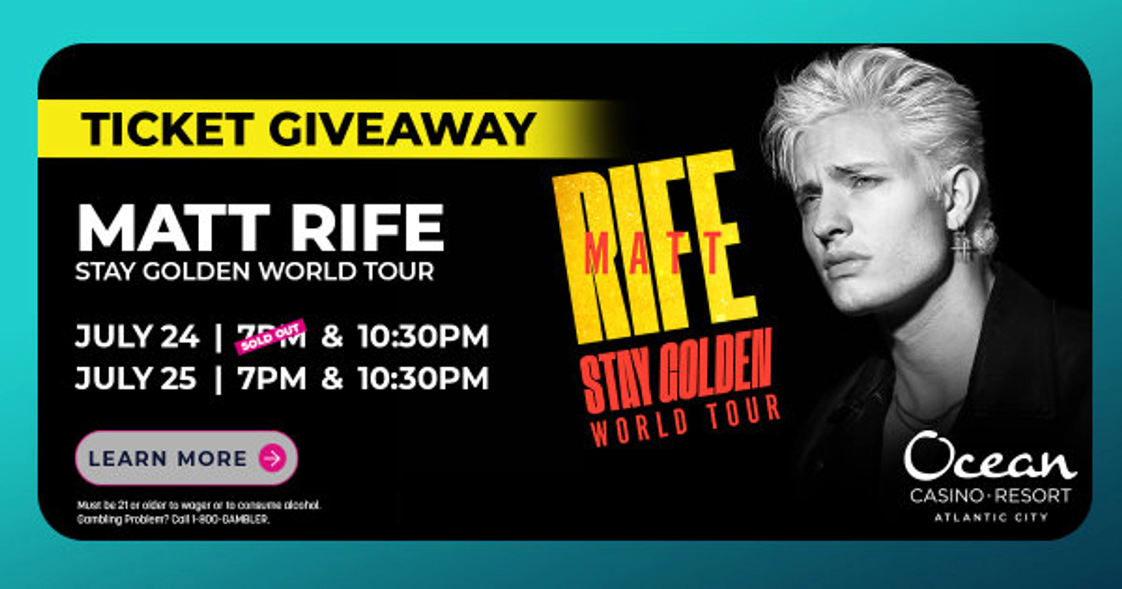 Win tickets to see MATT RIFE at Ocean Casino Resort!