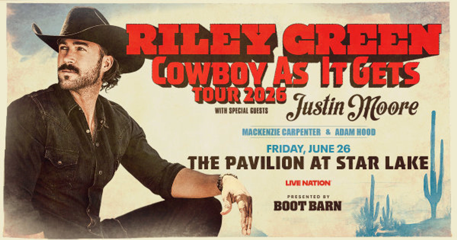Win tickets to see Riley Green at The Pavilion at Star Lake!