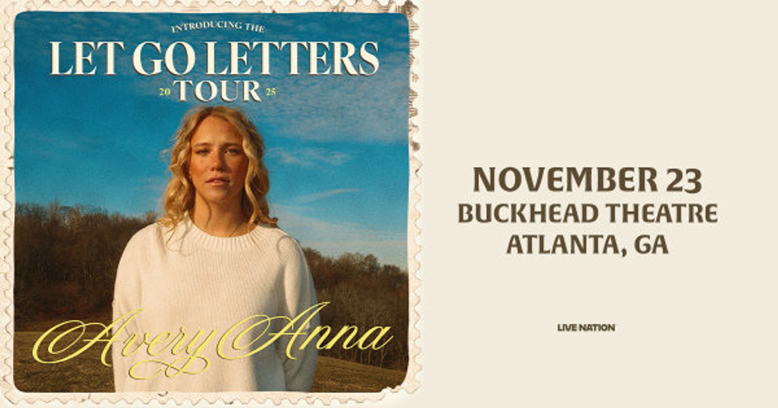 Win tickets to Avery Anna at Buckhead Theatre!