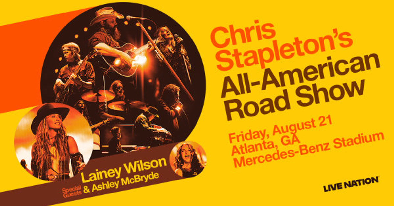 Win tickets to Chris Stapleton's All-American Road Show at Mercedes-Benz Stadium!