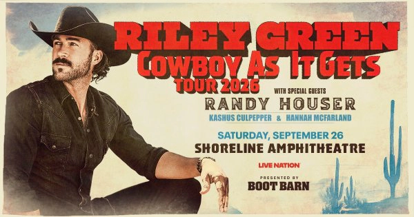 Win Tickets to see Riley Green "Cowboy As It Gets" Tour at the Shoreline Amphitheatre on Sept. 26th
