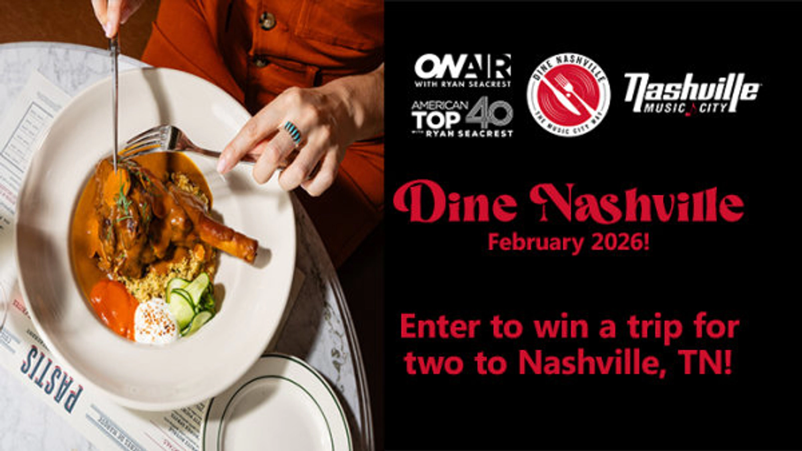 Ryan Seacrest's Dine Nashville & 615 Indie Live Sweepstakes