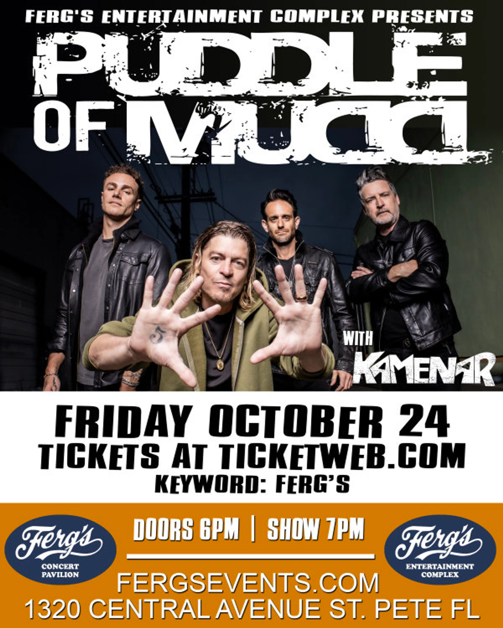 Win Tickets to Puddle of Mud at Ferg's Entertainment Complex