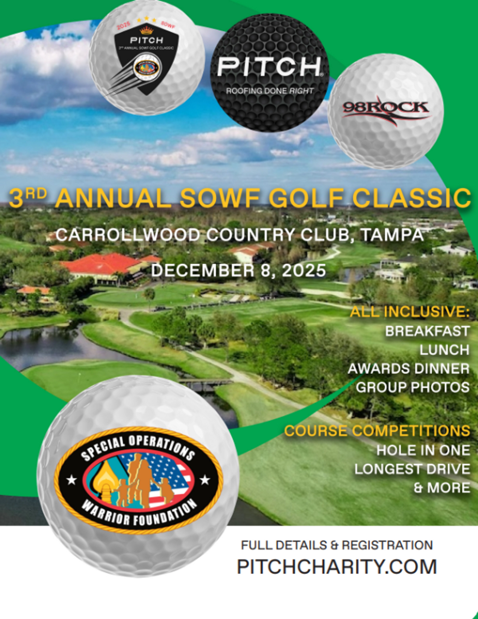 Join 98ROCK at the Pitch Roofing Special Operations Warrior Foundation Charity Golf Outing