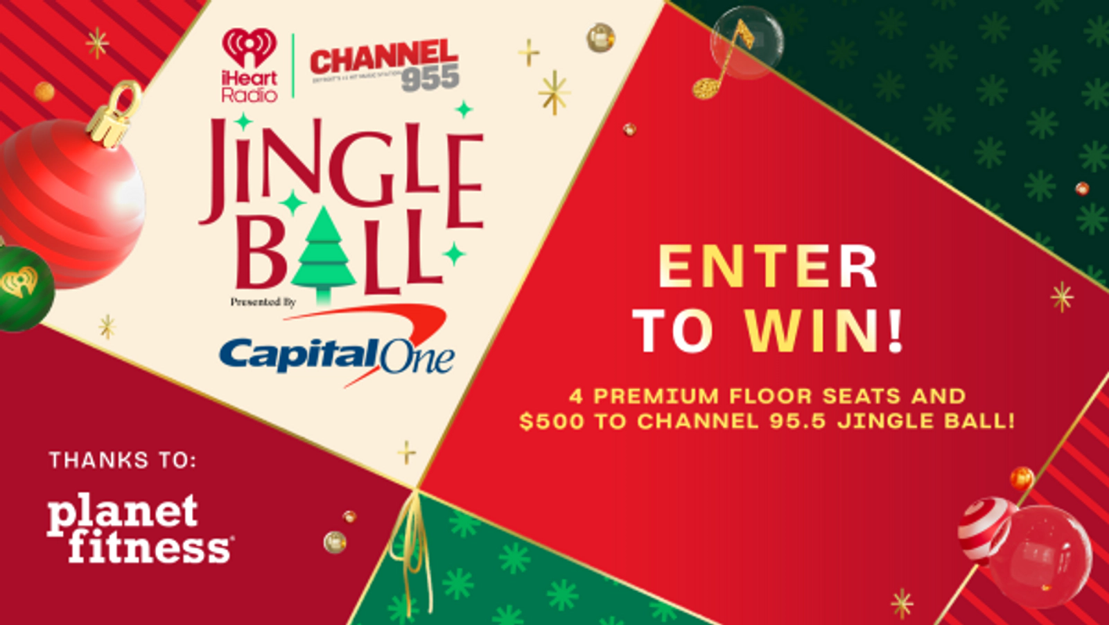 Register to Win: 4 Channel 955 Jingle Ball Floor Seats + $500 courtesy of Planet Fitness!