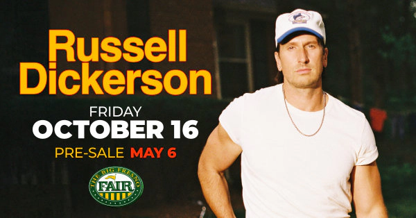 Win Tickets to see Russell Dickerson at the Big Fresno Fair on October 16th!