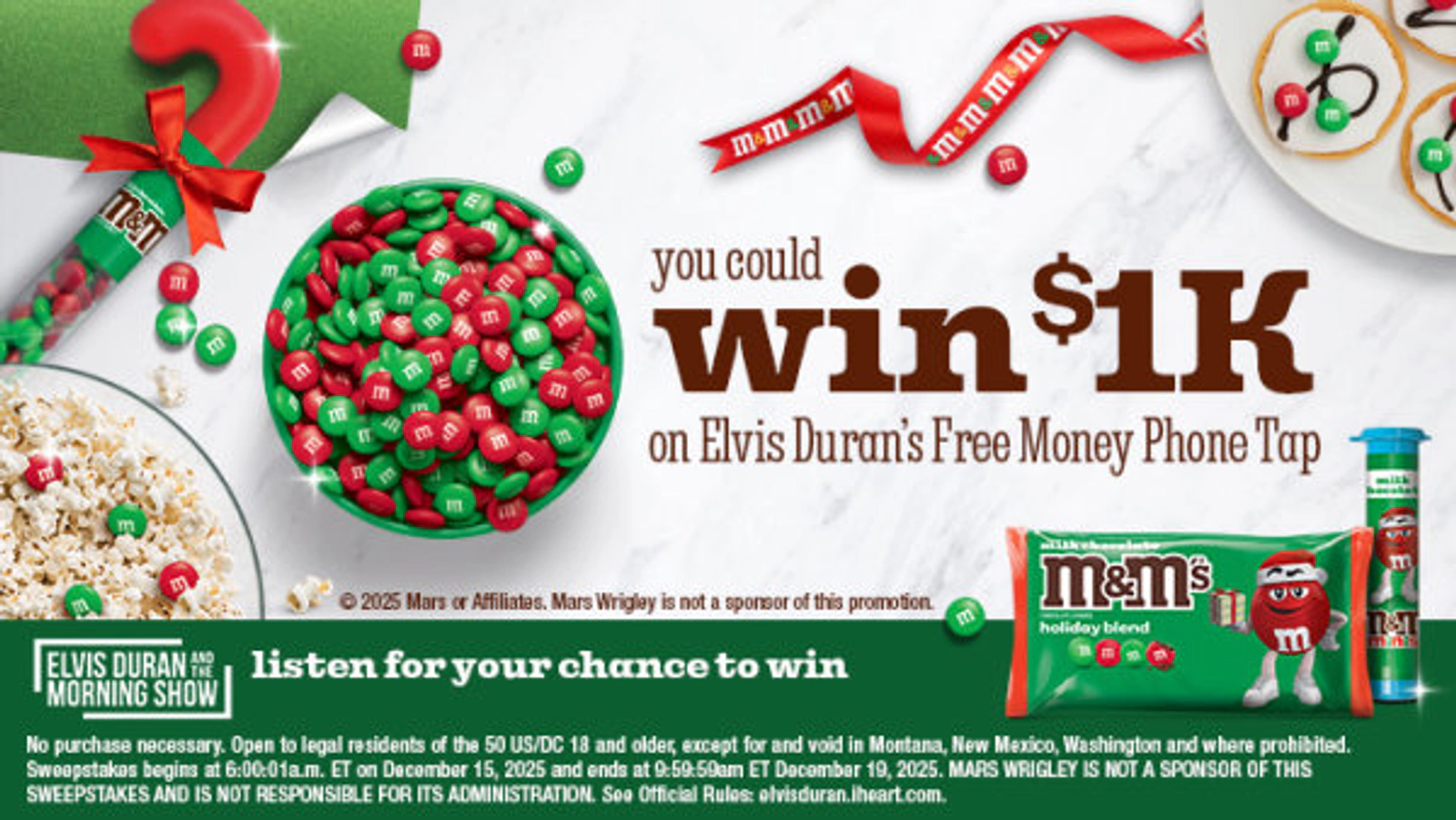 Elvis Duran and the Morning Show's M&M's Holiday Free Money Phone Tap