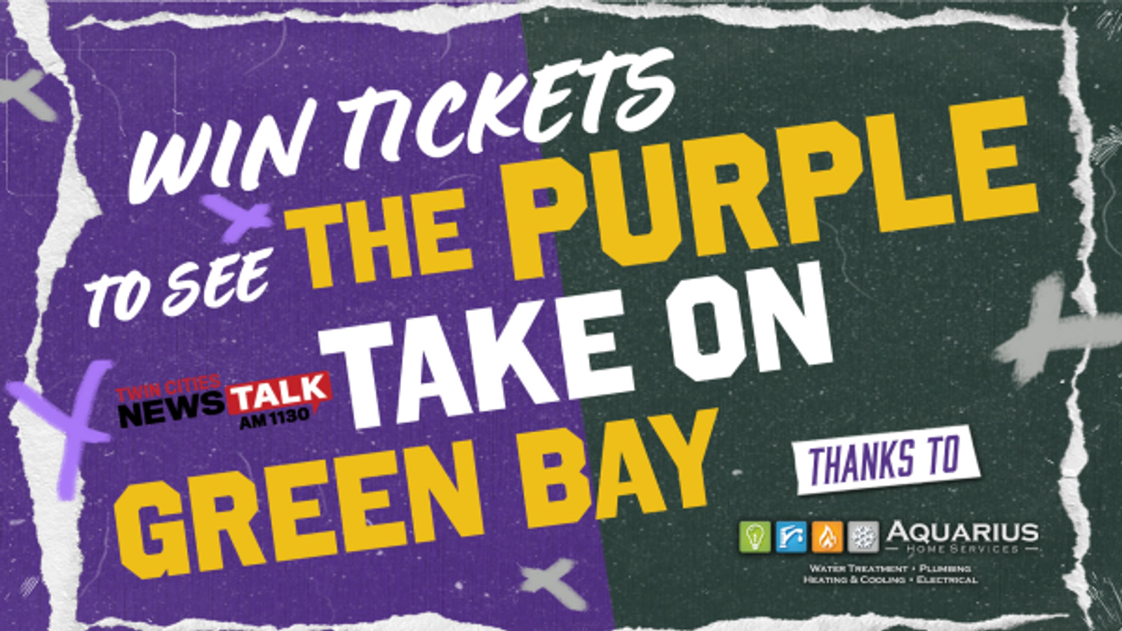 Win 4 Tickets to see the Purple take on Green Bay, thanks to Aquarius Home Services