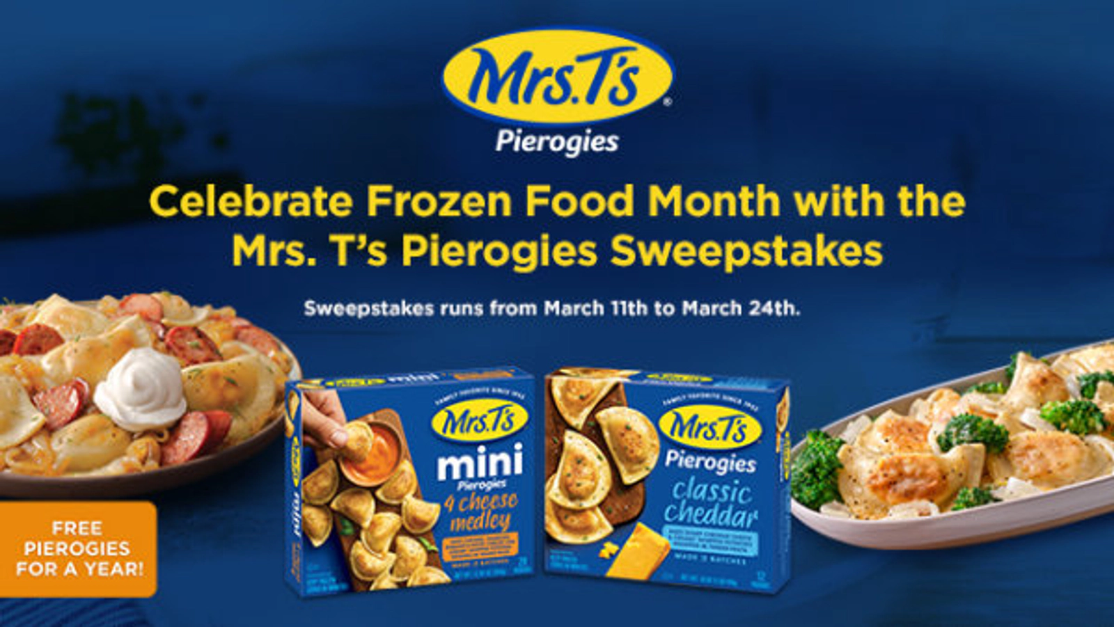 Frozen Food Month is back and Mrs. T’s Pierogies is giving away a YEAR’S SUPPLY of tasty pierogies to celebrate! - Thumbnail Image