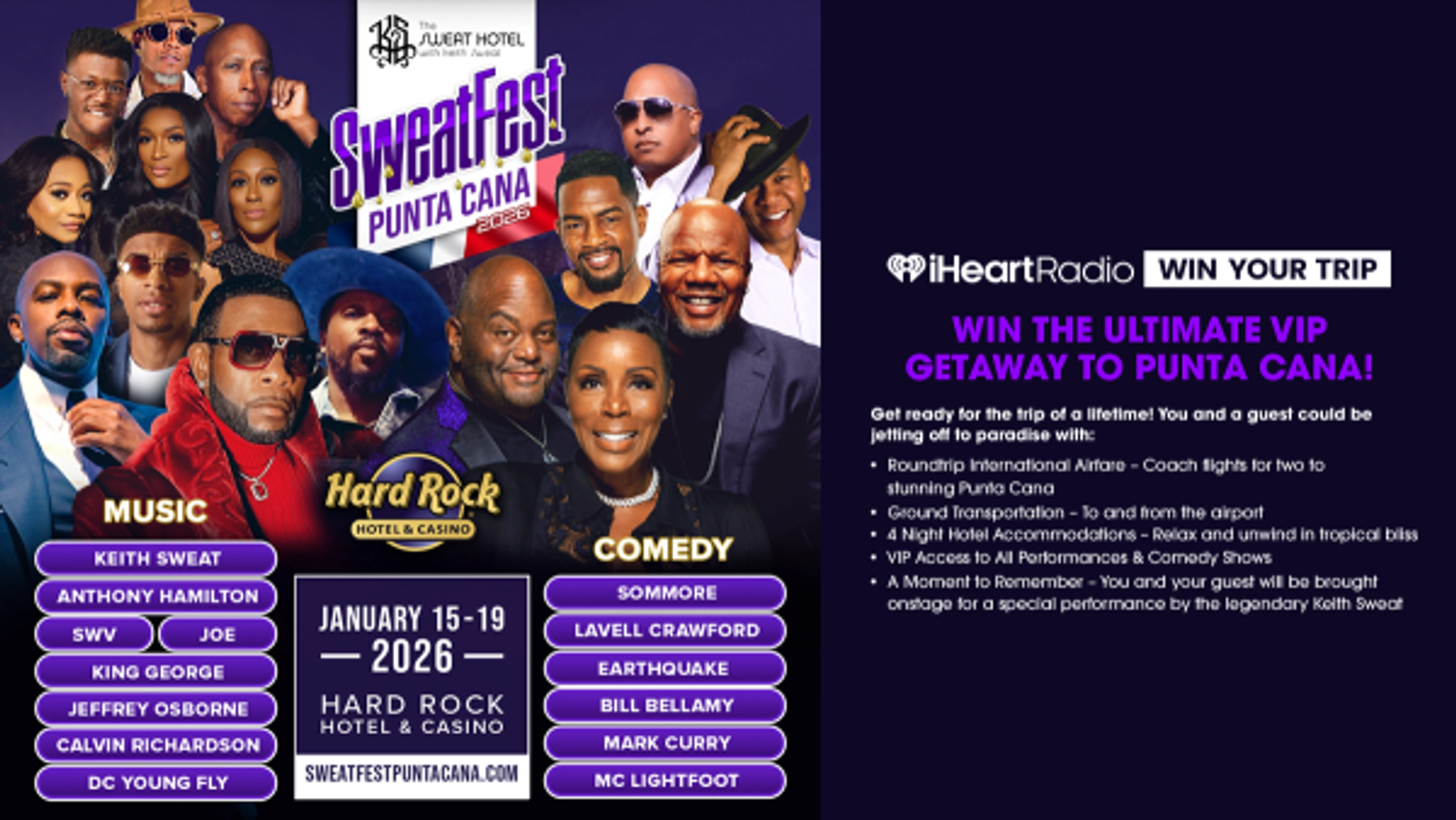 Win A VIP Trip To SweatFest Punta Cana 2026 with Keith Sweat!