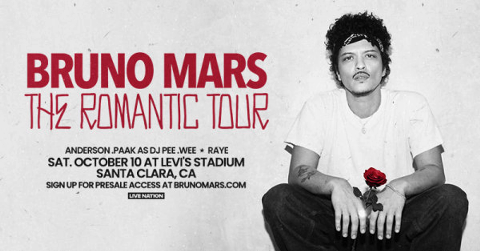Enter For a Chance to Win Tickets to see BRUNO MARS at Levi's Stadium on October 10th!