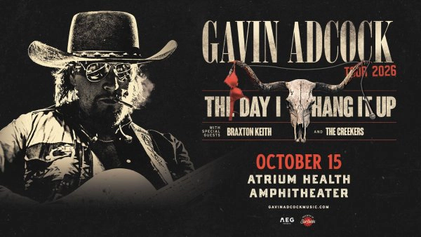 Win tickets to see Gavin Adcock at The Atrium Health Amphitheater!!