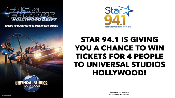 STRAR 94.1 HAS YOUR CHANCE TO WIN FOUR TICKETS TO UNIVERSAL STUDIOS HOLLYWOOD!