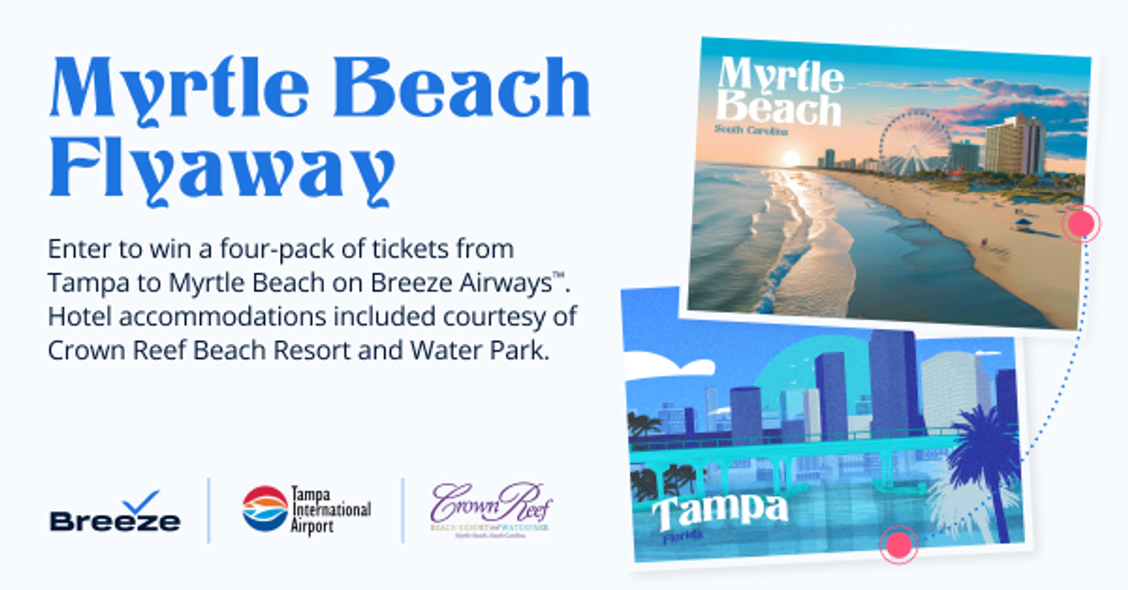 Win a Trip for 4 to Myrtle Beach, courtesy of Breeze Airways & Crown Reef Beach Resort & Waterpark